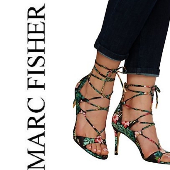 Marc Fisher Lace-Up Stilleto Heels BENETE II- Jungle Print Size Women's 5.5 - Picture 1 of 10